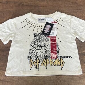 Def Leppard Girls Studded Graphic Band Tee M(7/8) nwt